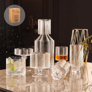 Buy Vintage Flower Stripe Glass Mug – Clear Stackable Iced Coffee Cup – American Style Glassware Pakistan