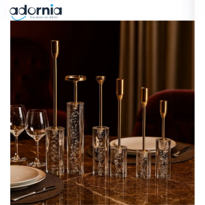 Crystal Luxe Bubble Stem Candle Holders – Set of 6