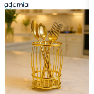 Luxury Golden Wire Cutlery Holder – Modern Utensil Organizer