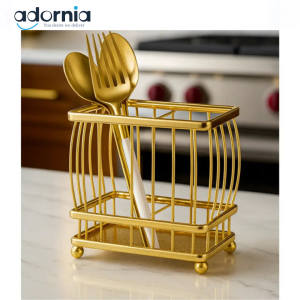 RegalGold™ Luxury Utensil Holder – Golden Cutlery Organizer for Kitchens