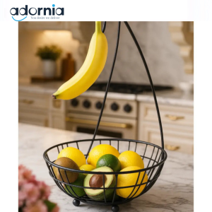 Luxury Black Wire Fruit Basket – Decorative Countertop Organizer