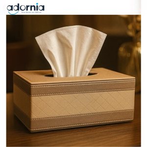 Luxury Faux Leather Tissue Box Cover – Elegant Rectangular Tissue Holder for Living Room & Office