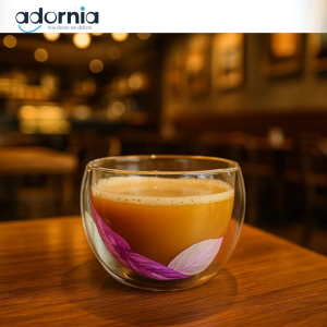 Double Wall Glass Cup with Colorful Base – 250ml