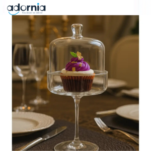 Luxury Glass Dessert Stand with Dome Cover – Elegant Cupcake & Treat Display