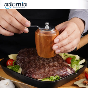 Premium Wooden Manual Pepper Grinder – Hand Crank Spice Mill for Freshly Ground Seasoning