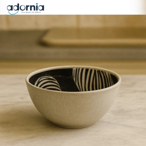 Black & White Zebra Pattern Ceramic Bowl – Modern 4.75” Design
