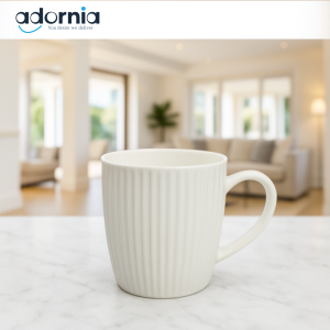330ML PREMIUM PORCELAIN MUG – ELEGANT STRIPED DESIGN FOR TEA & COFFEE – LUXURY CERAMIC CUP