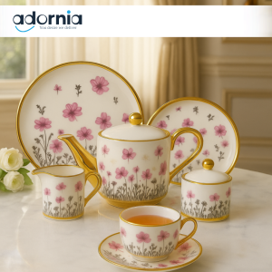 MODERN PRINTED 24 PIECES BONE CHINA TEA SET – LUXURY TEA CUP & SAUCER SET - 2806-004