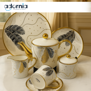MODERN PRINTED 24 PIECES BONE CHINA TEA SET – LUXURY TEA CUP & SAUCER SET - 2806-002