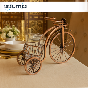 VINTAGE STYLE METAL BICYCLE GLASS HOLDER – LUXURY DINING TABLE DECOR PIECE