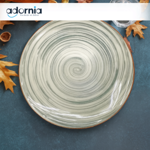 Beige Spiral Ceramic Dinner Plate by Danny Home – Minimalist Tableware for Modern Dining