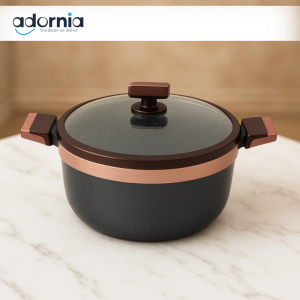 ALPENBERG NON-STICK CASSEROLE POT WITH GLASS LID – MARBLE COATED COOKWARE - 28CM