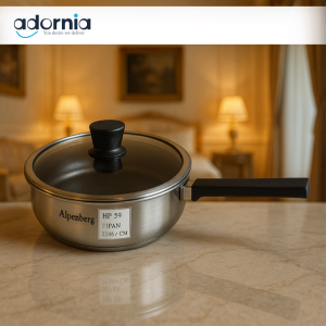 ALPENBERG STAINLESS STEEL FRY PAN WITH GLASS LID – NON-STICK COOKWARE FOR KITCHEN - 26x6CM