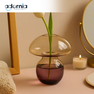 Mushroom Glass Flower Vase – Two-Tone Decorative Bedside Vase