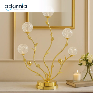Luxury Gold Branch Crystal Globe Lamp – Elegant Entryway Accent Light
