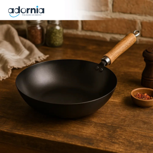 Prestige Carbon Steel Wok with Wooden Handle – Classic Stir-Fry Pan for Rustic & Modern Kitchens