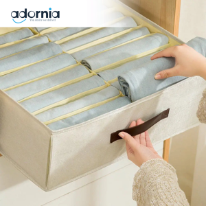 Foldable Closet Drawer Organizer with Handles – 16-Grid Fabric Storage Box for Jeans, Pants & Clothes