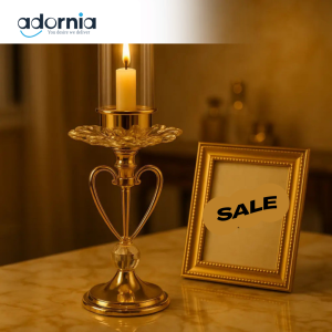 Aurora Luxe Gold Crystal Candle Holder – Heart Loop Design for Luxury Decor