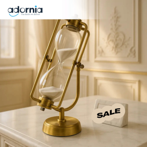 Antique Brass Rotating Hourglass – Luxury Sand Timer for Office & Study Desks