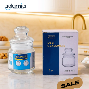 DELISOGA 400ml Glass Storage Jar with Lid – Premium Airtight Container for Kitchen & Pantry