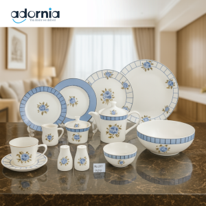 ANGELA BLUE FLORAL DINNERWARE SET CERAMIC TABLEWARE FOR VILLA DINING