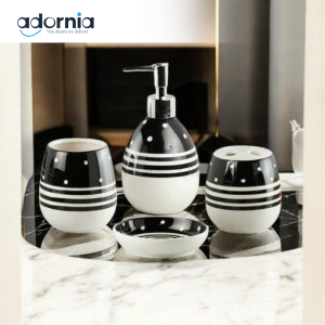 4Pieces Bath Set Dotted Black