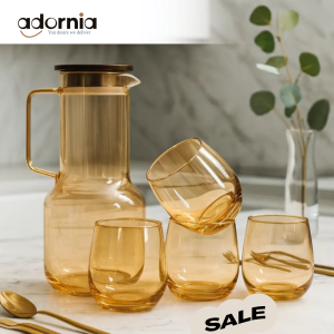 Amber Luxe 7-Piece Glassware Set – 1 Jug & 6 Glasses
