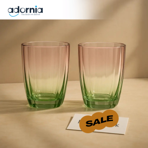 Luxury Ombre Glass Tumbler Set – Pink & Green Gradient (2-Piece)