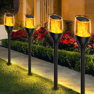Solar Flame Bollard Light