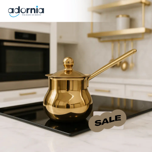 Luxury Golden Turkish Coffee Pot – Premium Brass Cezve with Lid (10cm)