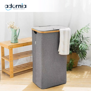 LUXORMOVE LAUNDRY BASKET WITH LID AND REMOVABLE BAG – LARGE LAUNDRY HAMPER WITH BAMBOO HANDLES DIRTY CLOTHES STORAGE CONTAINER FOR LAUNDRY ROOM