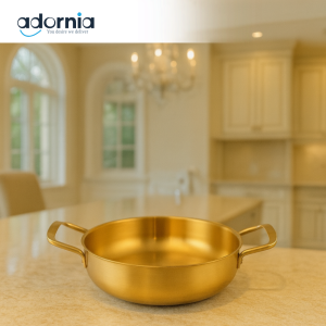 KOREAN SOUP POT – PREMIUM GOLDEN STAINLESS STEEL HOTPOT FOR COOKING & SERVING - 22CM GST1012