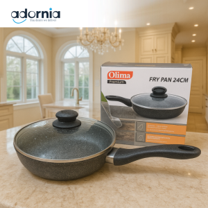 PREMIUM NON-STICK GRANITE FRY PAN  WITH GLASS LID – DURABLE & LUXURY COOKWARE - 28CM 10B-2G