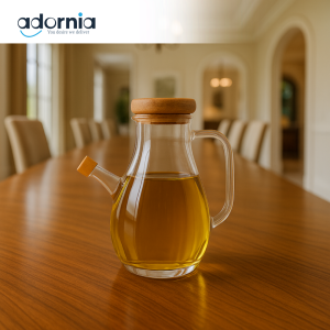 GLASS OIL DISPENSER WITH WOODEN LID AND HANDLE - 800ML BG45052