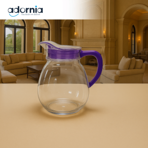 LUXURWAVE ELEGANT CLEAR GLASS JUG – MODERN WATER & JUICE SERVER FOR DINING TABLE & KITCHEN USE - PURPLE KY812