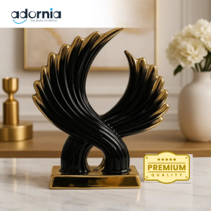 Opulent Black & Gold Abstract Ceramic Sculpture