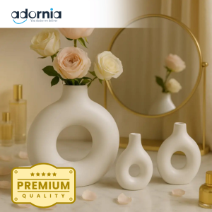 3-Piece Fiber Donut Vase Set – Large, Medium & Small Modern Decorative Vases