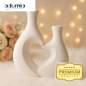 Elegant Heart-Shaped Ceramic Vase Set – Modern Luxury Home Décor
