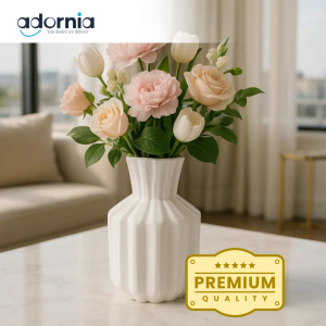 Luxury White Decorative Vase with Floral Arrangement – Elegant Home & Living Accent