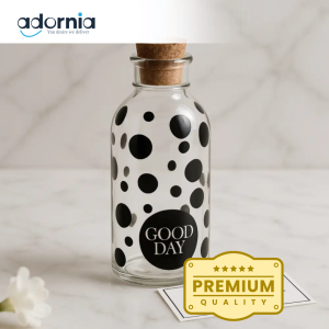 Luxury Polka Dot Bottle with Cork Lid – Decorative & Storage Jar