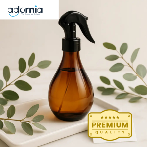 Amber Spray Bottle – Refillable Luxury Mist Dispenser with Black Trigger
