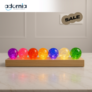 Luxury Crystal LED Globe Lamp – 7 Color Decorative Light on Wooden Base