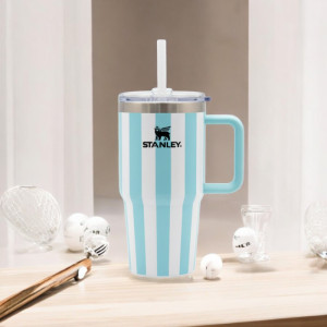 Stanley Summer Quencher H2.0 FlowState Tumbler 14oz – Blue Stripes | Adornia.pk