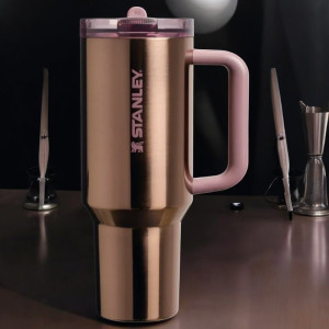 Polished Rose Gold Quencher ProTour Flip Straw Tumbler 40oz – Luxury Insulated Travel Cup | Adornia.pk