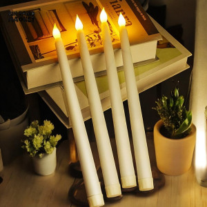 Set of 3 LED Flameless 3D Taper Candles – Long Pole Battery Tealights for Home & Party Décor | Adornia.pk