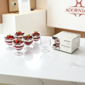 Danny Home Mini Trifle Bowl 400ml 4pcs Set (CB-41) – Premium Glass Dessert Bowls | Adornia.pk