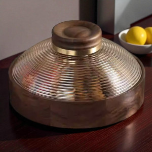 2-in-1 Wooden Dry Fruit Tray & Serving Bowl with Acrylic Lid – 4-Compartment Storage Box | Adornia.pk