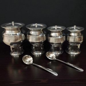 Cute Mini Steel Daigh Set with Stand & Lid (10 Pcs) – Traditional Serving Dish & Food Warmer | Adornia.pk