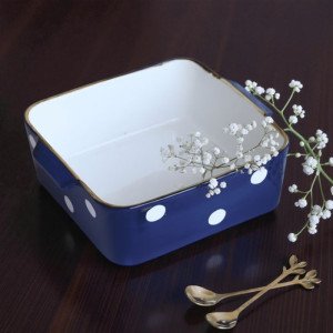 Danny Home Ceramic Serving Dish (10.5 Inch) – Blue & White Dot Design Tableware | Adornia.pk