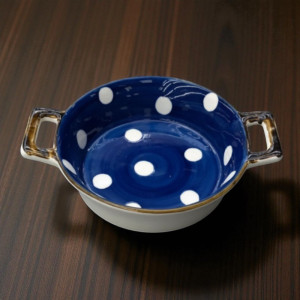 Danny Home Ceramic Serving Dish (7.75 Inch) – Blue & White Dot Design Tableware | Adornia.pk